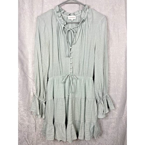 Stolen Hearts Mini Tiered Dress Size SM Pale Green Color Boho - Picture 7 of 10